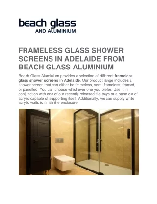 FRAMELESS GLASS SHOWER SCREENS IN ADELAIDE FROM BEACH GLASS ALUMINIUM