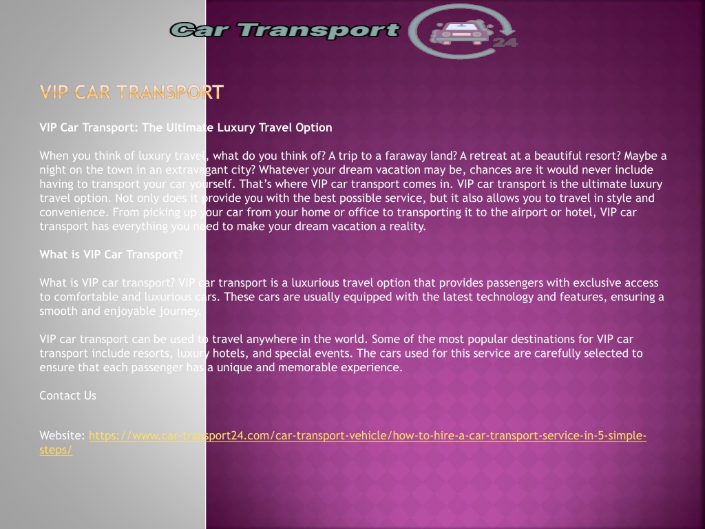 PPT - Vip Car Transport PowerPoint Presentation, free download - ID ...