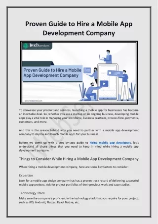 Proven Guide to Hire a Mobile App Development Company - iWebServices