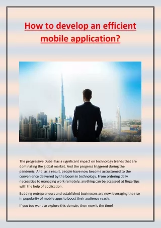 how to develop an efficient mobile application