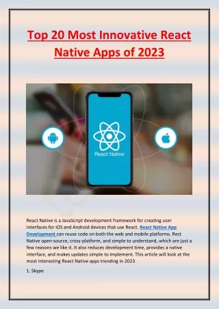 top 20 most innovative react native apps of 2023