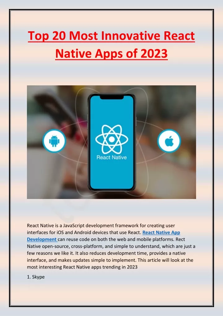 top 20 most innovative react native apps of 2023