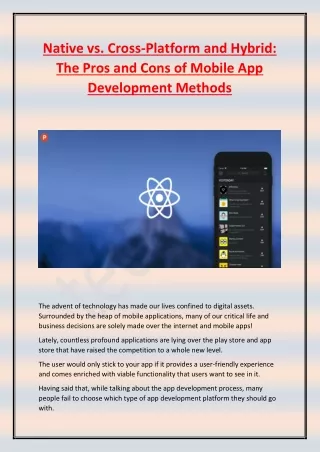 native vs cross platform and hybrid the pros