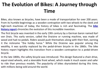 The Evolution of Bikes A Journey through Time