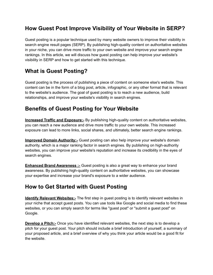 how guest post improve visibility of your website