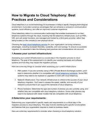how to migrate to cloud telephony best practices