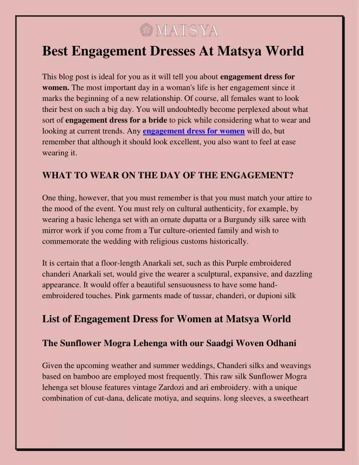 best engagement dresses at matsya world this blog
