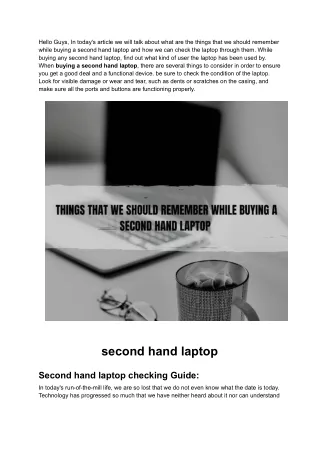 Buying a Second hand Laptop_ Things to Keep in Mind