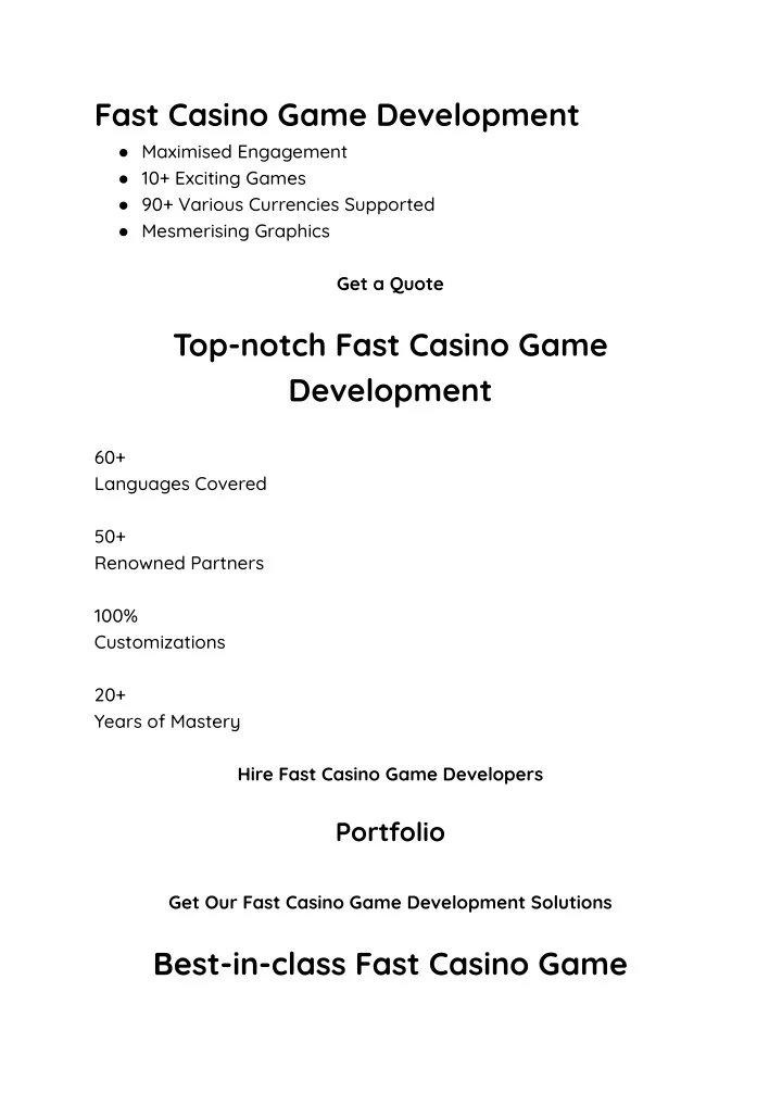 fast casino game development maximised engagement