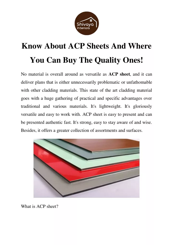 know about acp sheets and where