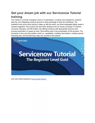 Get your dream job with our Servicenow Tutorial training