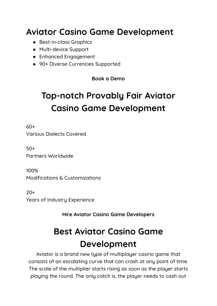 aviator casino game development best in class