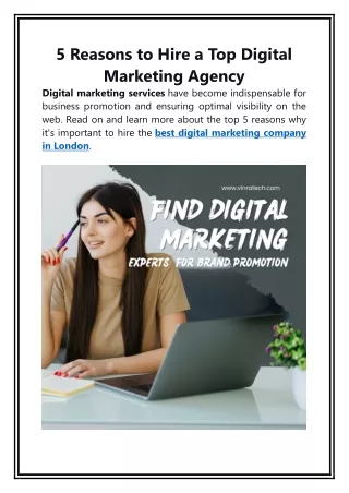 5 Reasons to Hire a Top Digital Marketing Agency