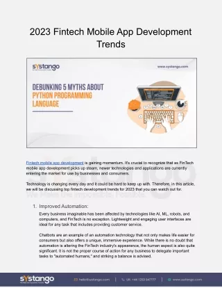 2023 Fintech Mobile App Development Trends