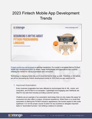 2023 fintech mobile app development trends