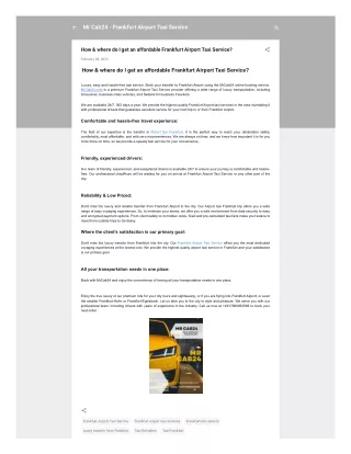 How & where do I get an affordable Frankfurt Airport Taxi Service?