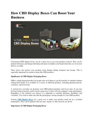 How CBD Display Boxes Can Boost Your Business