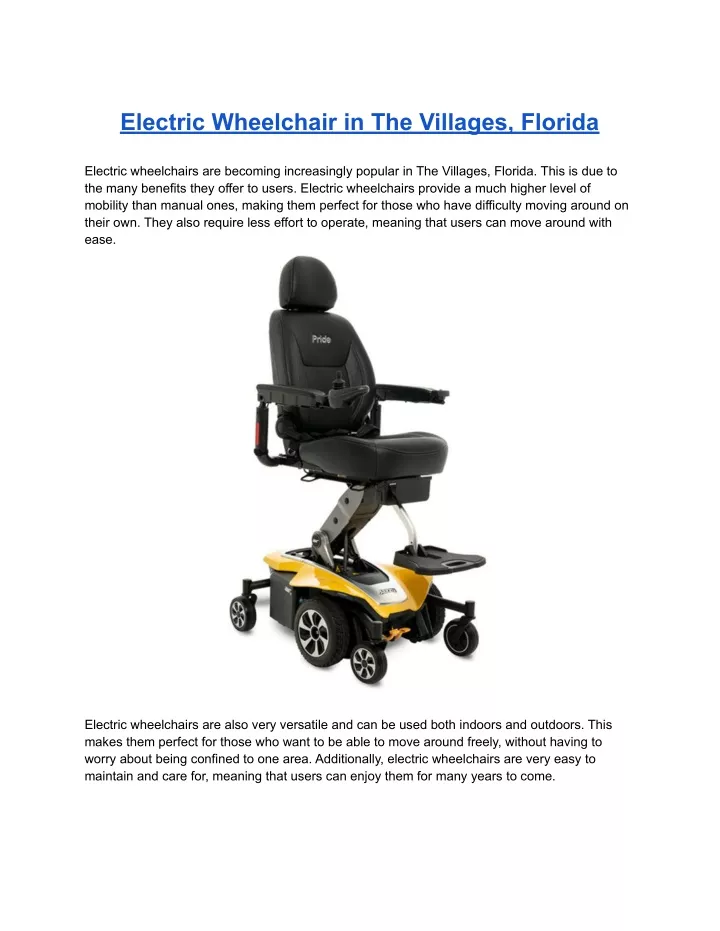 electric wheelchair in the villages florida