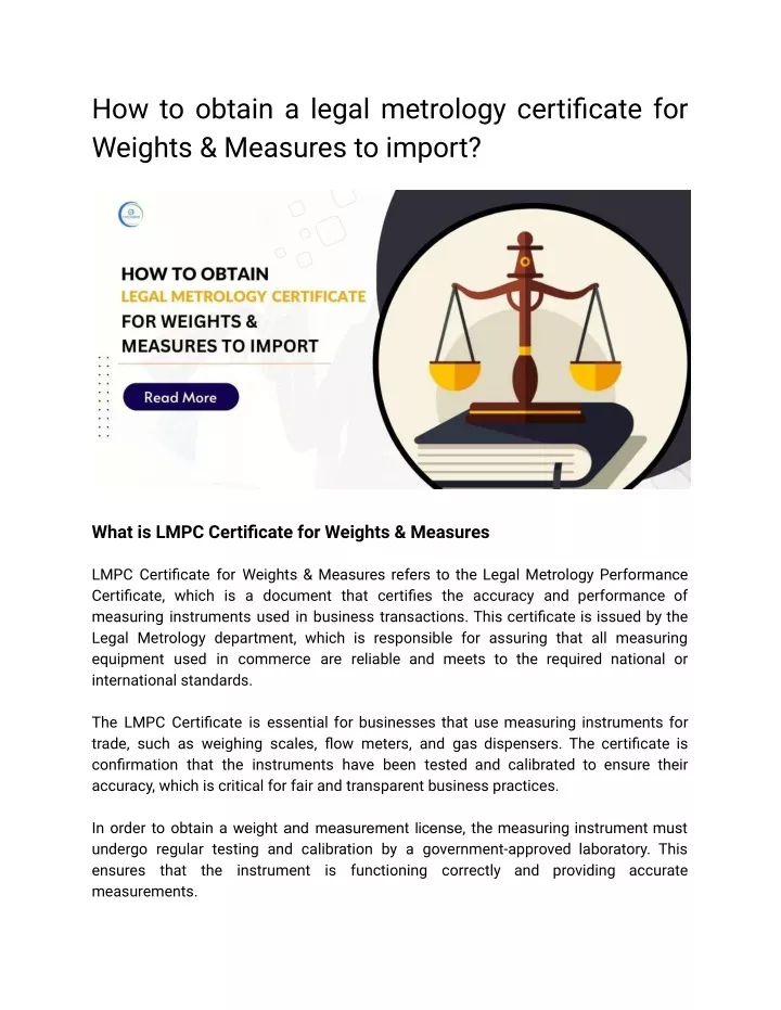 how to obtain a legal metrology certificate