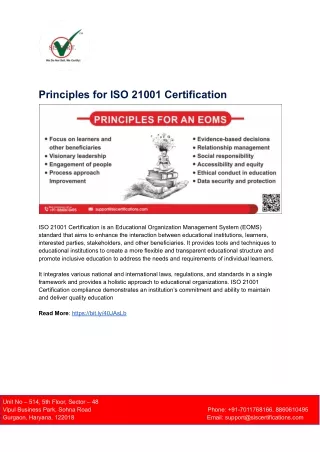 principles for iso 21001 certification