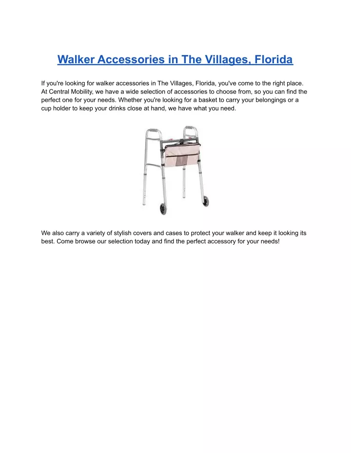 walker accessories in the villages florida