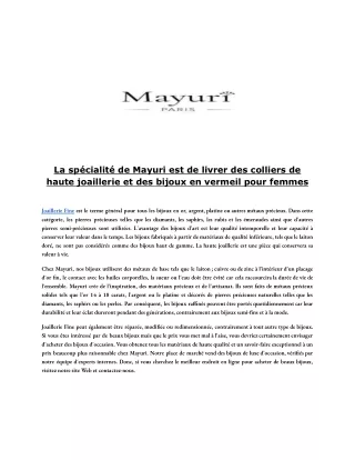 La spécialité de Mayuri est de livrer des colliers de haute joaillerie et des bijoux en vermeil pour femmes.docx