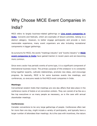 MICE Event Companies in India