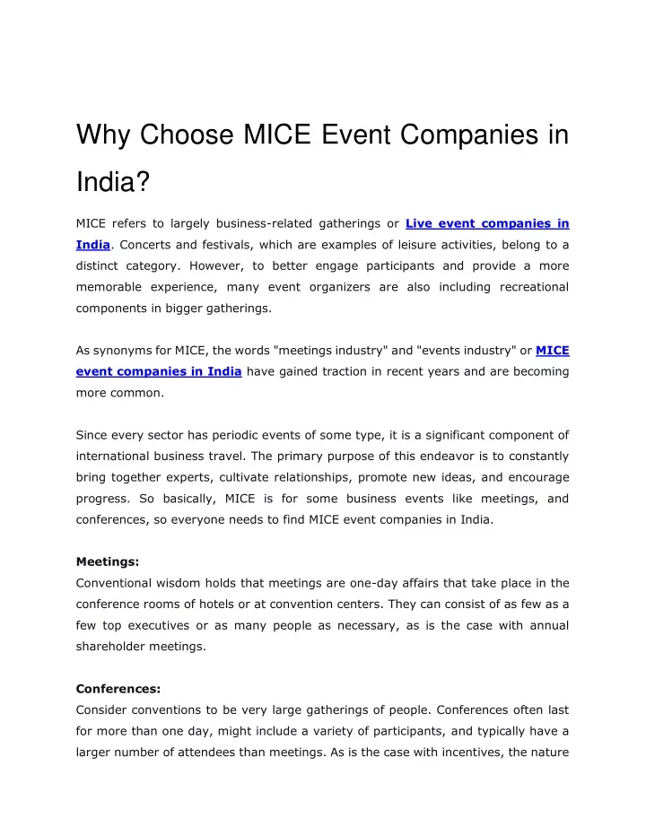 why choose mice event companies in