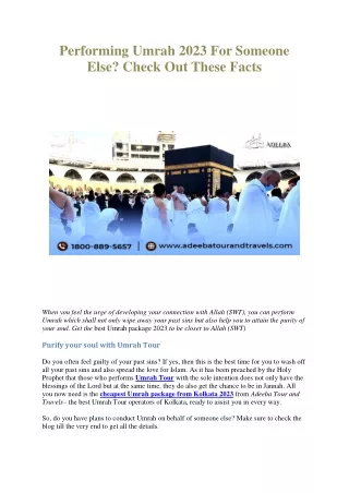 Performing Umrah 2023 For Someone Else Check Out These Facts