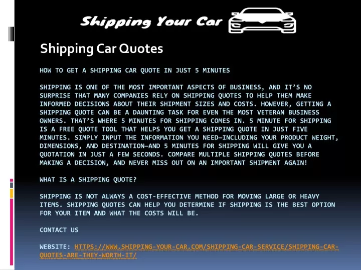 shipping car quotes