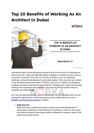 Top 10 Benefits of Working as an Architect in Dubai