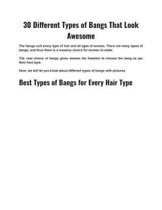 30 Different Types of Bangs That Look Awesome