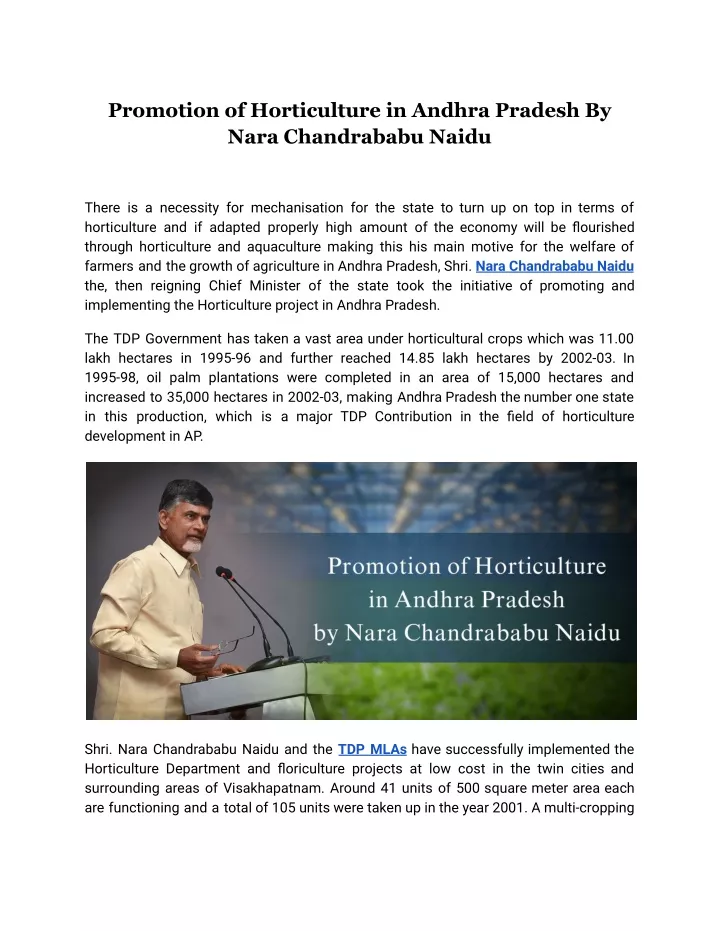 promotion of horticulture in andhra pradesh