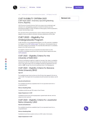 CUET Eligibility Criteria 2023: Overview | PW