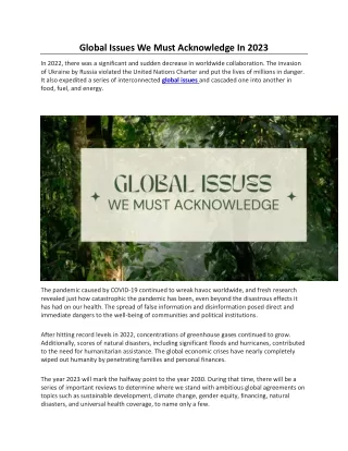 global issues we must acknowledge in 2023