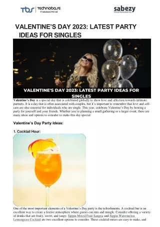 VALENTINES DAY 2023 LATEST PARTY IDEAS FOR SINGLES