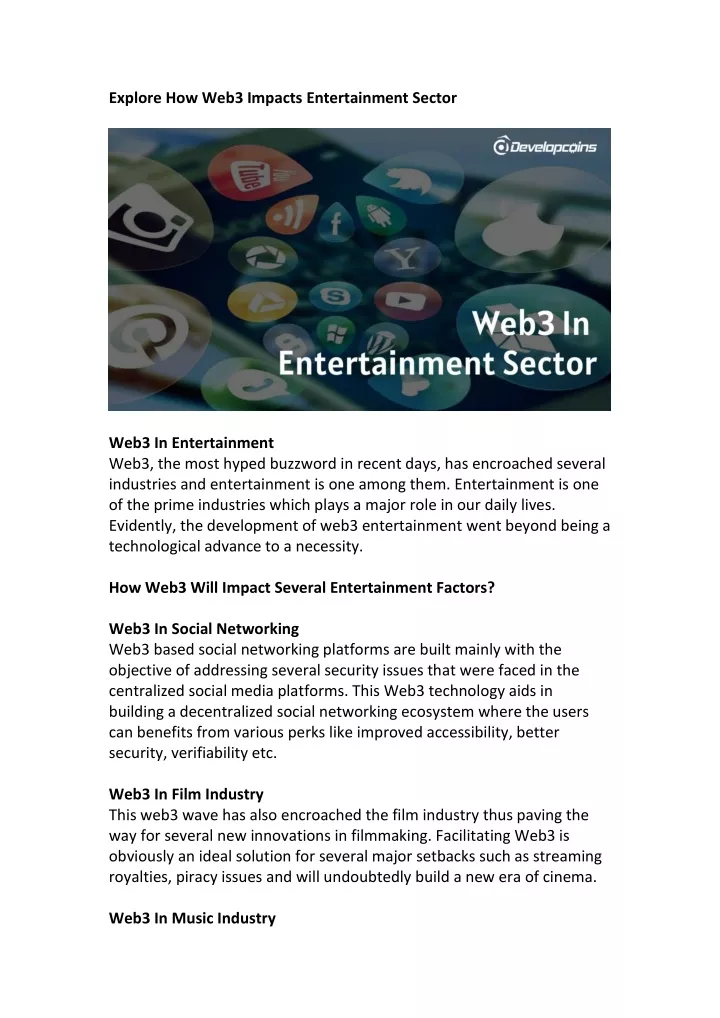 explore how web3 impacts entertainment sector