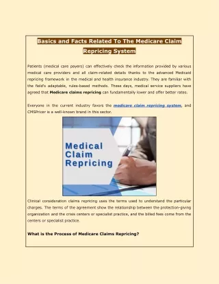 basics and facts related to the medicare claim