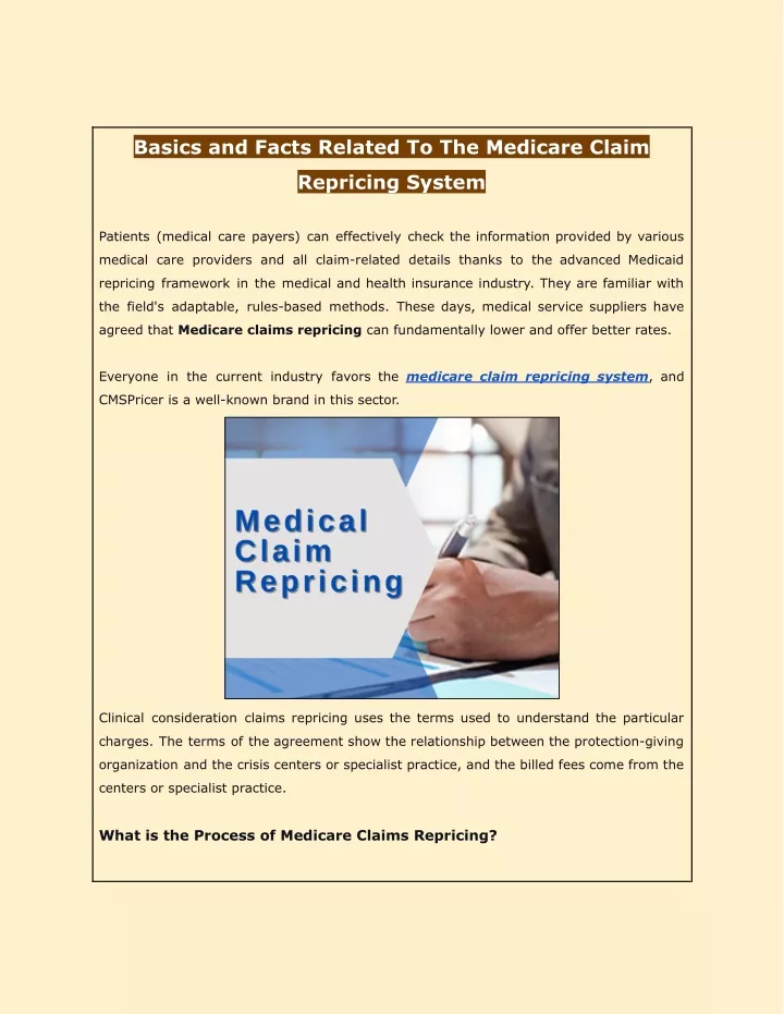 basics and facts related to the medicare claim