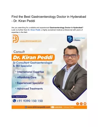 Find the Best Gastroenterology Doctor in Hyderabad - Dr