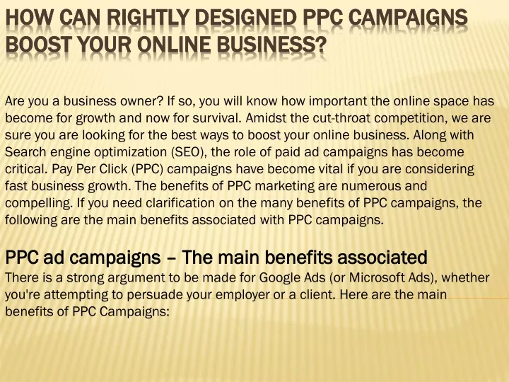 how can rightly designed ppc campaigns boost your online business