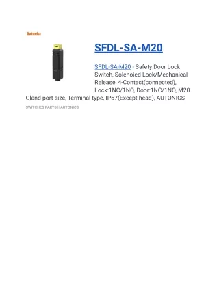 SFDL-SA-M20 - Safety Door Lock Switch, Solenoied Lock/Mechanical Release