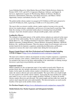 latest published report by allied market research