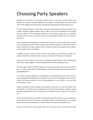 choosing party speakers