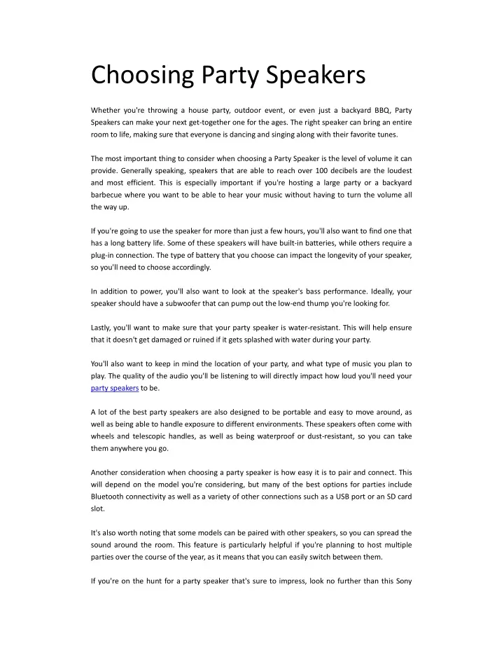 choosing party speakers