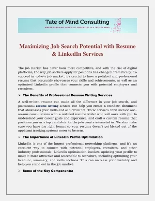 Professional Resume Writing and LinkedIn Optimization