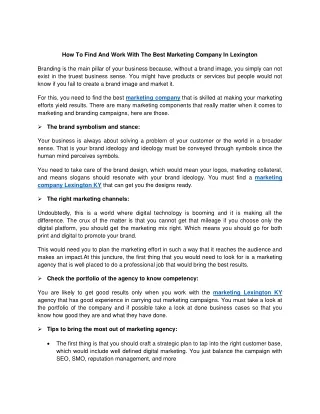 how to find and work with the best marketing