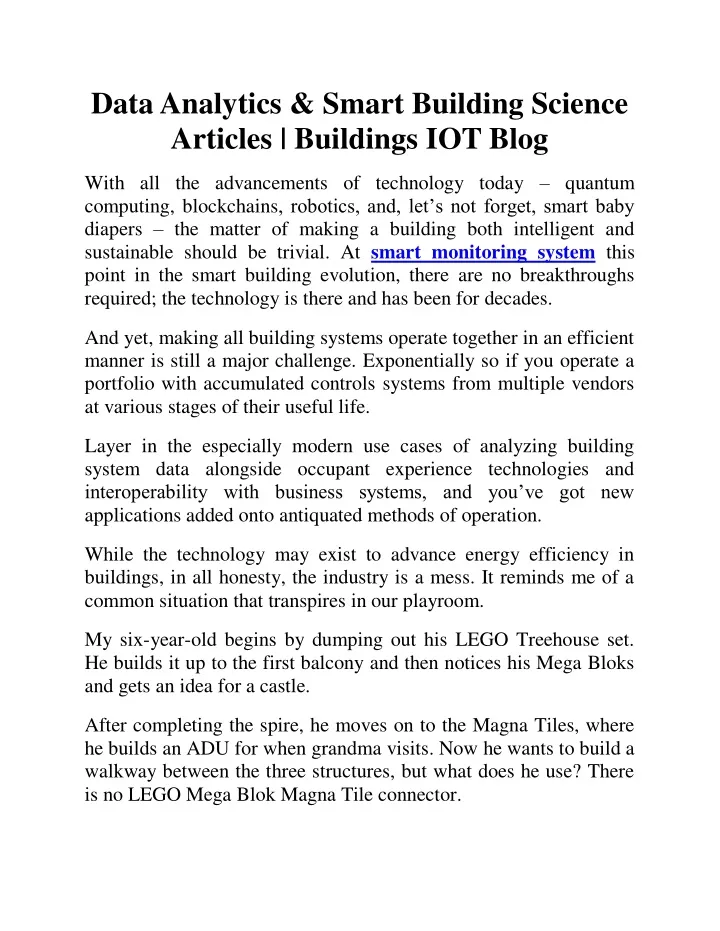 data analytics smart building science articles