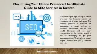 Maximizing Your Online Presence The Ultimate Guide to SEO Services in Toronto