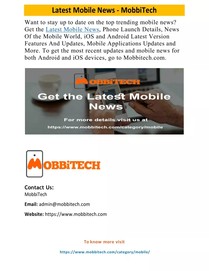 latest mobile news latest mobile news mobbitech